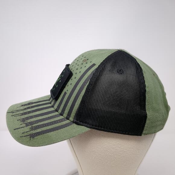 Vortex Strapback Baseball Cap Green One Size Adjustable Patriotic Vented Holes - Picture 3 of 9
